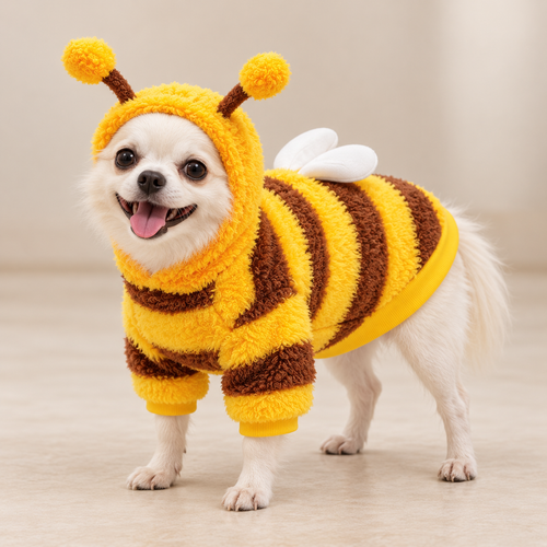Hooded Plush Bumblebee Dog Costume