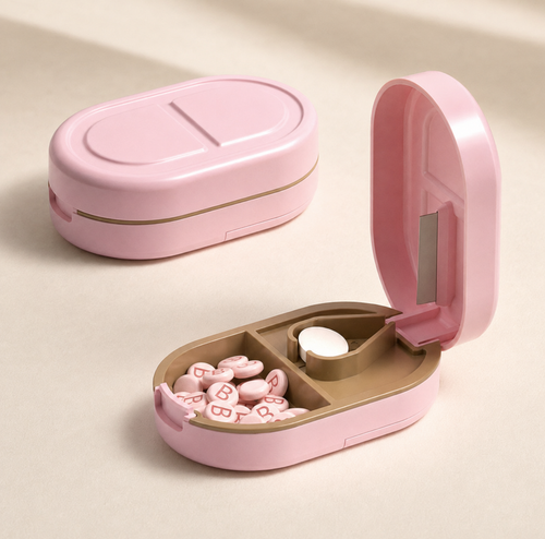 Pet Medicine Storage Box with Built-In Pill Cutter