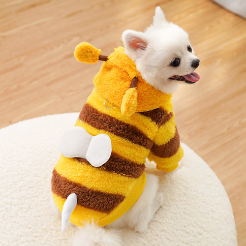 Hooded Plush Bumblebee Dog Costume